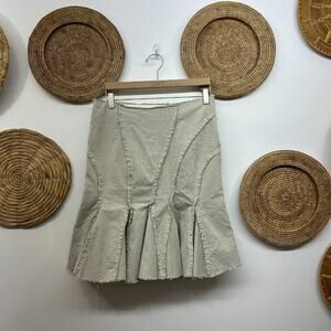 Vintage Y2K 2000s Poleci Gray White Striped Raw Edge Flare Skirt 6